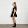 Maje Black Skater Style Mini Dress with Mesh Shoulders