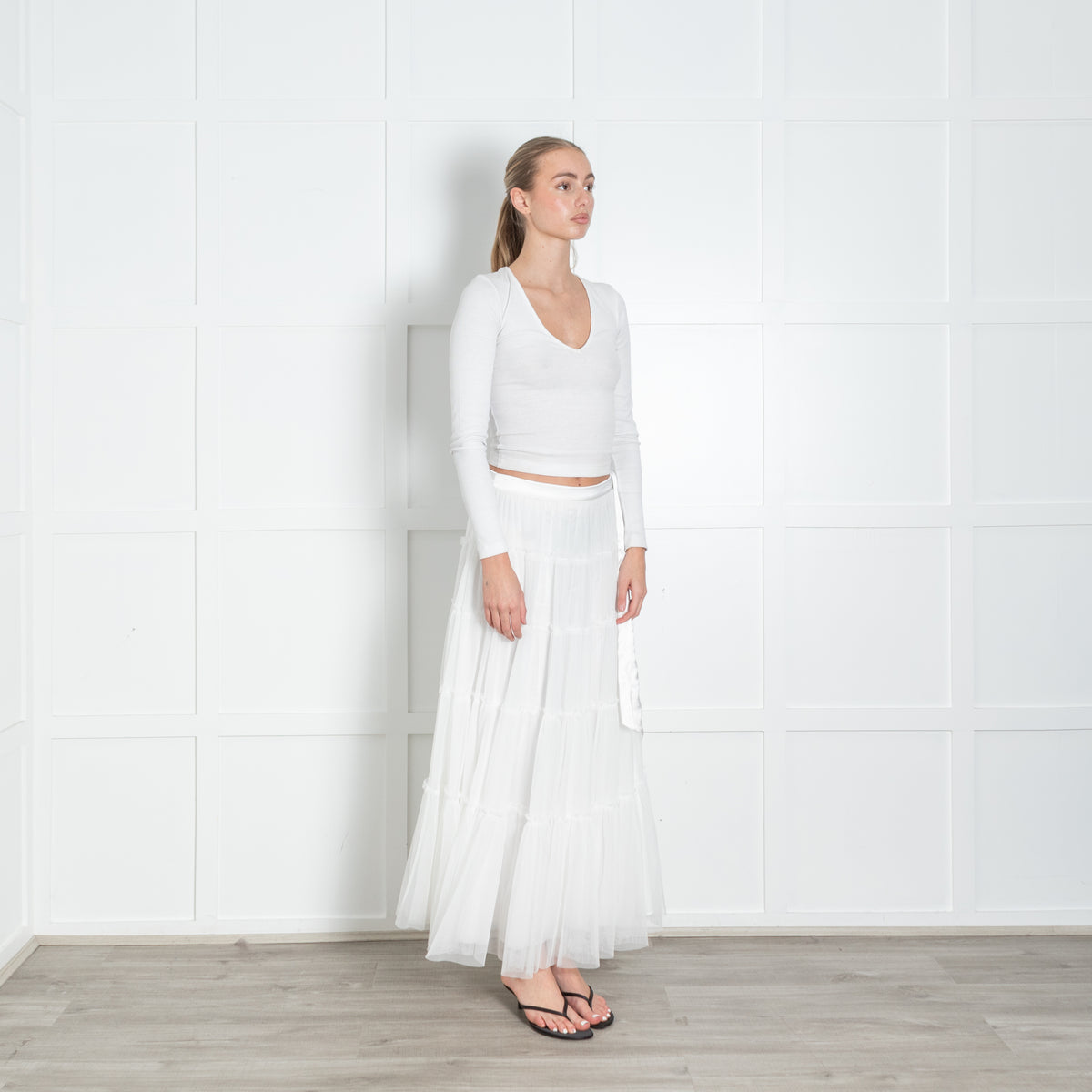 Love Shack Fancy White Tulle Net Skirt