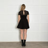 Maje Black Skater Style Mini Dress with Mesh Shoulders