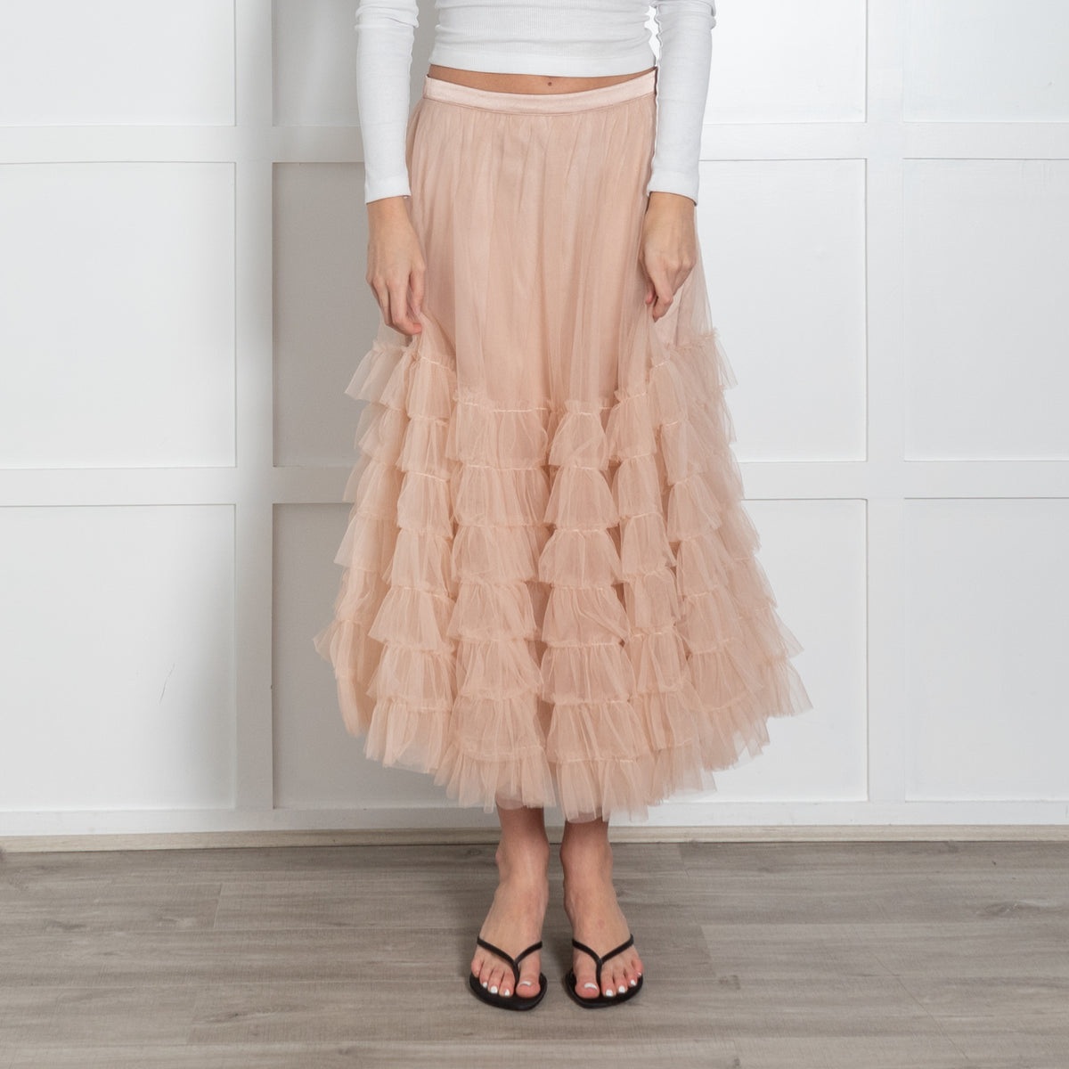 Love Shack Fancy Pale Pink Tulle Net Skirt