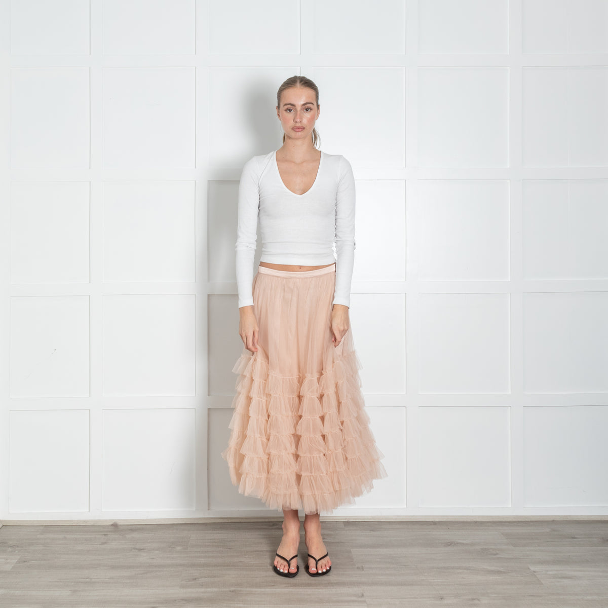 Love Shack Fancy Pale Pink Tulle Net Skirt