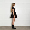 Maje Black Skater Style Mini Dress with Mesh Shoulders