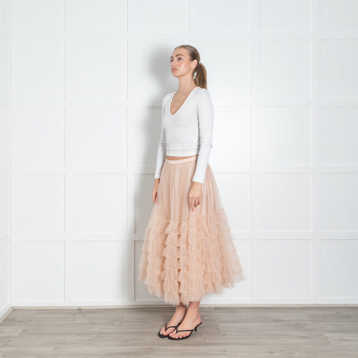 Love Shack Fancy Pale Pink Tulle Net Skirt