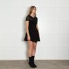 Maje Black Skater Style Mini Dress with Mesh Shoulders