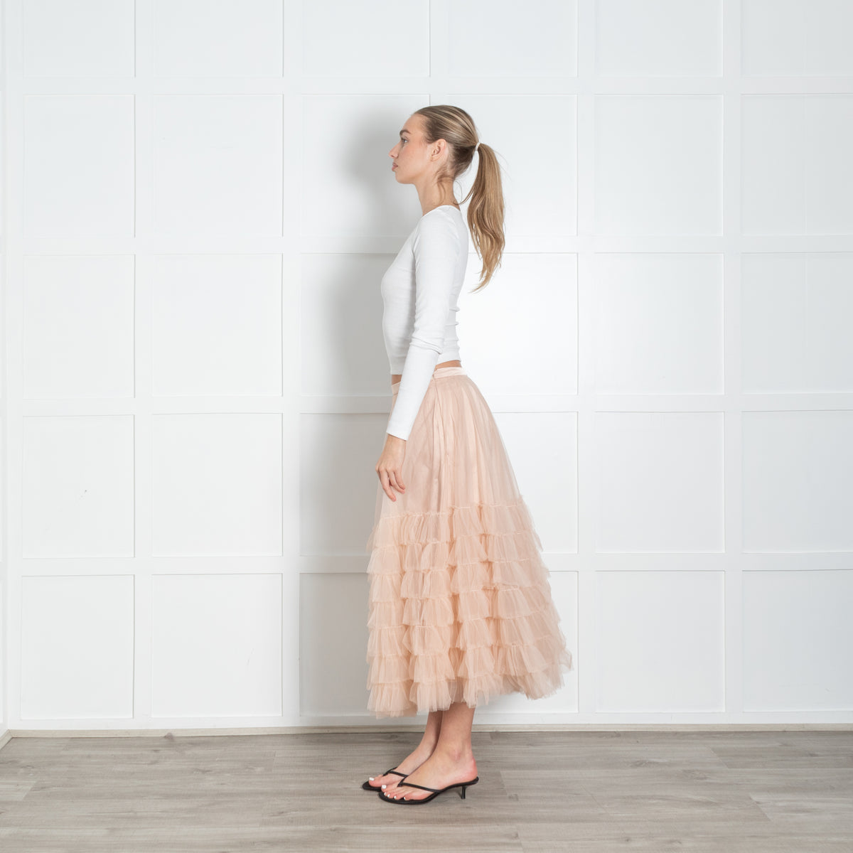 Love Shack Fancy Pale Pink Tulle Net Skirt