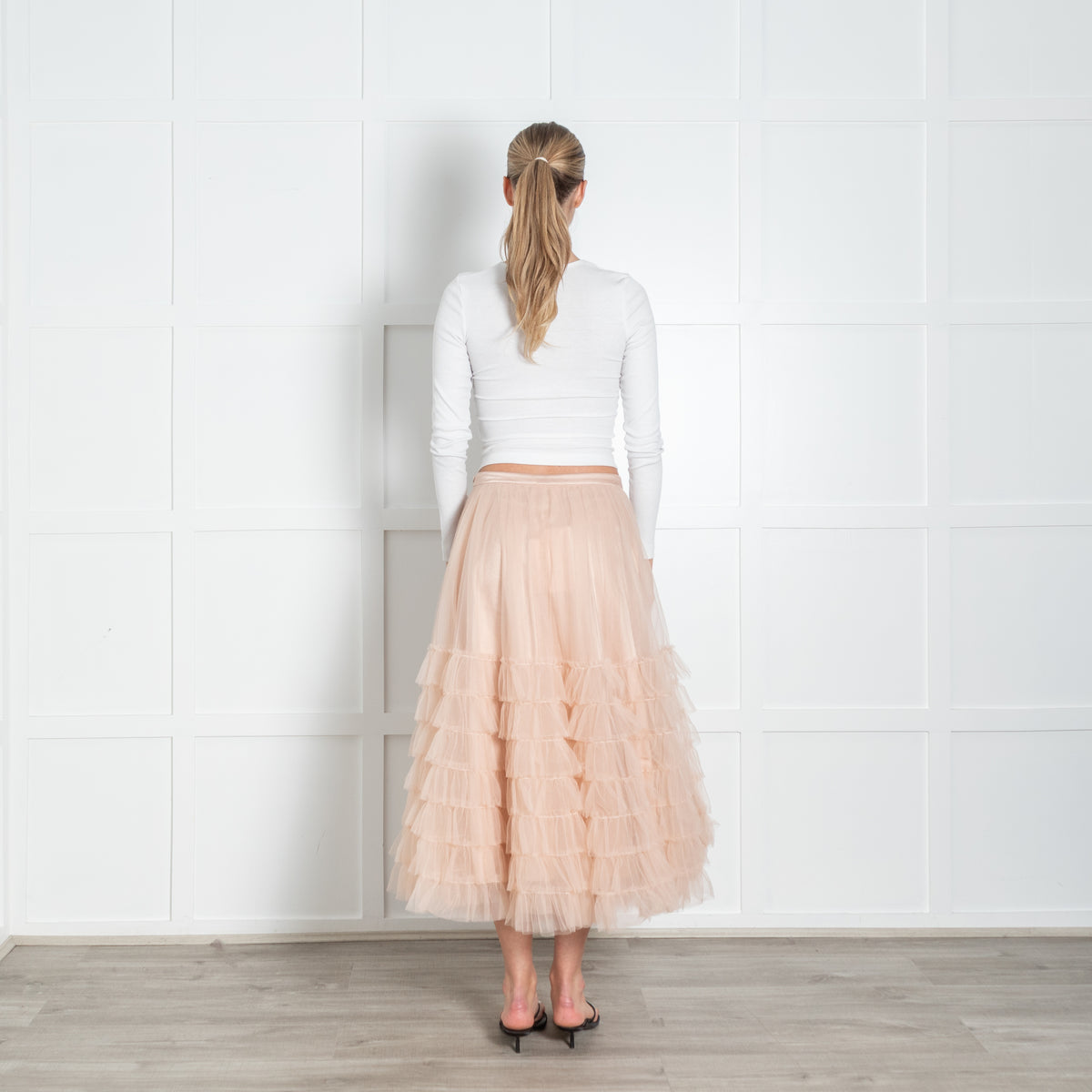 Love Shack Fancy Pale Pink Tulle Net Skirt