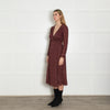 Reformation Burgundy Micro Flower Wrap Dress
