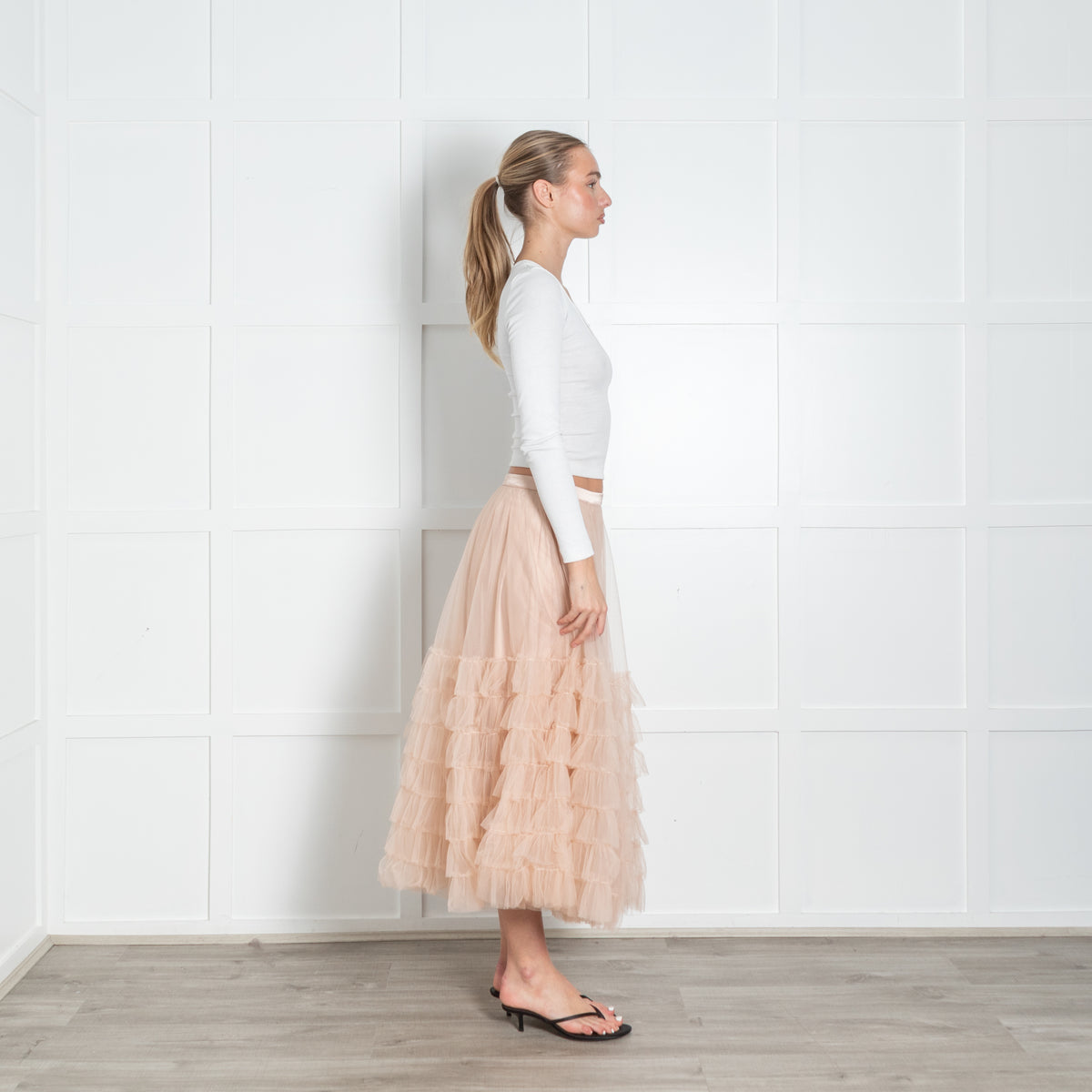 Love Shack Fancy Pale Pink Tulle Net Skirt