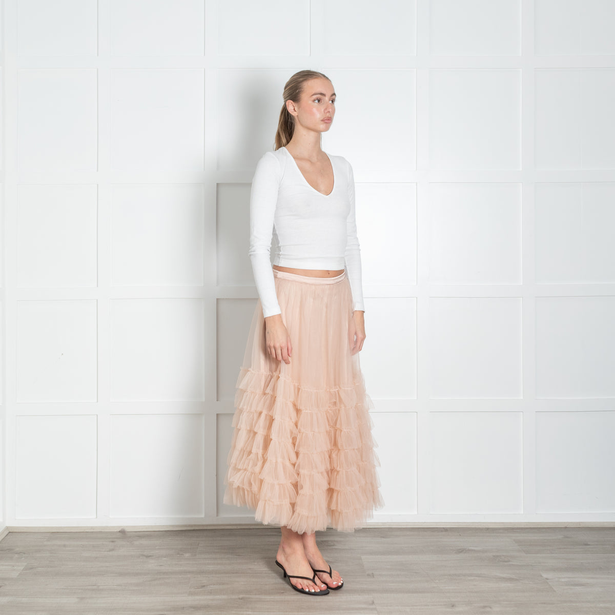 Love Shack Fancy Pale Pink Tulle Net Skirt