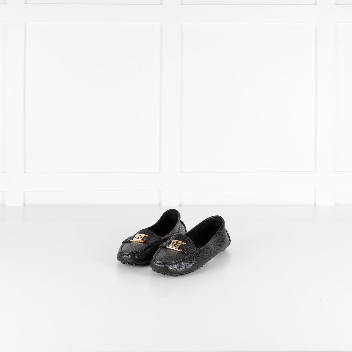 Tory Burch Black Grainy Leather Driving Shoes