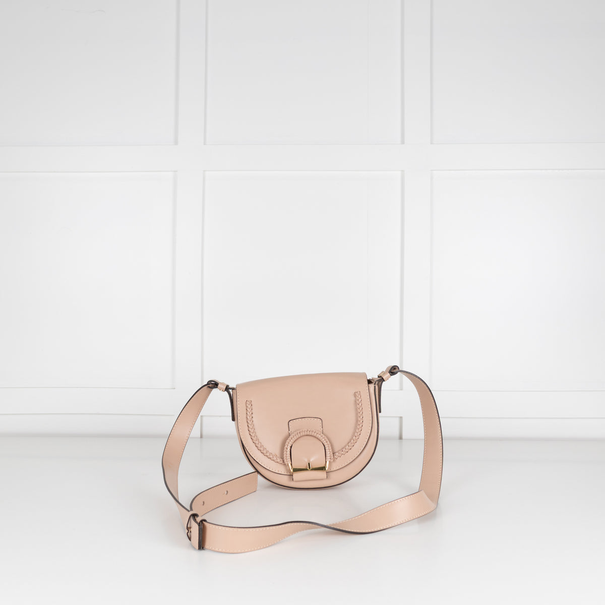 Gianni Chiarini Beige Leather Small Flap Crossbody Bag