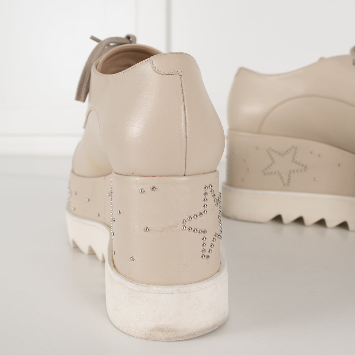 Stella McCartney Butter Cream Elyse Lace Up Platform Shoes
