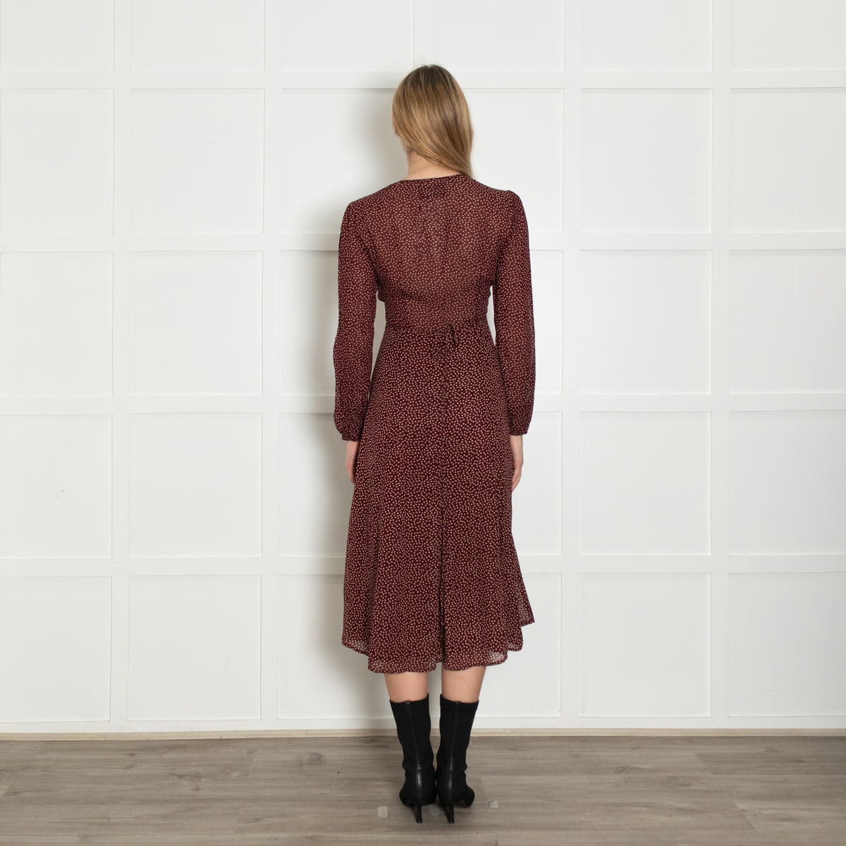 Reformation Burgundy Micro Flower Wrap Dress