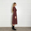 Reformation Burgundy Micro Flower Wrap Dress