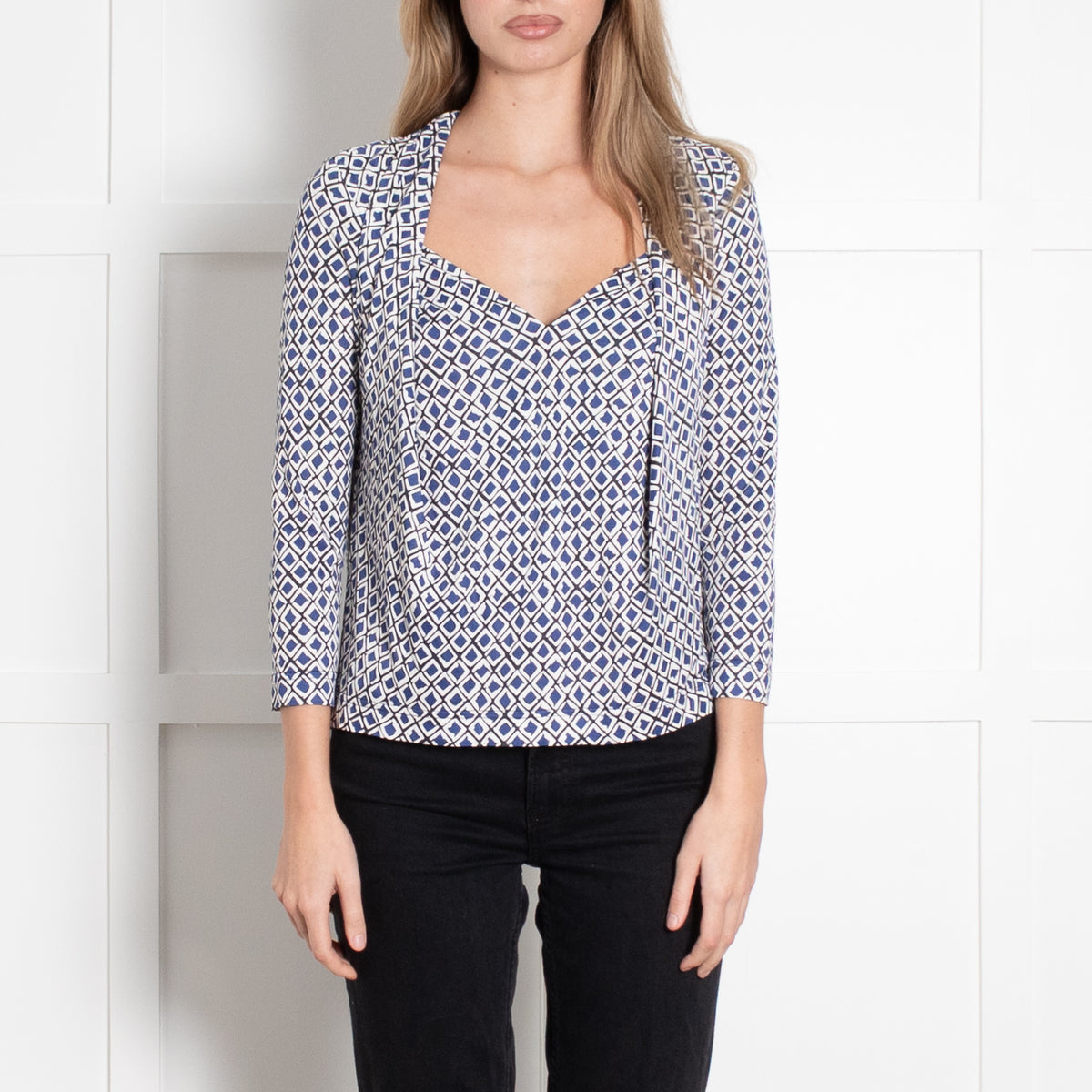The Fold Blue and White Jersey Blouse