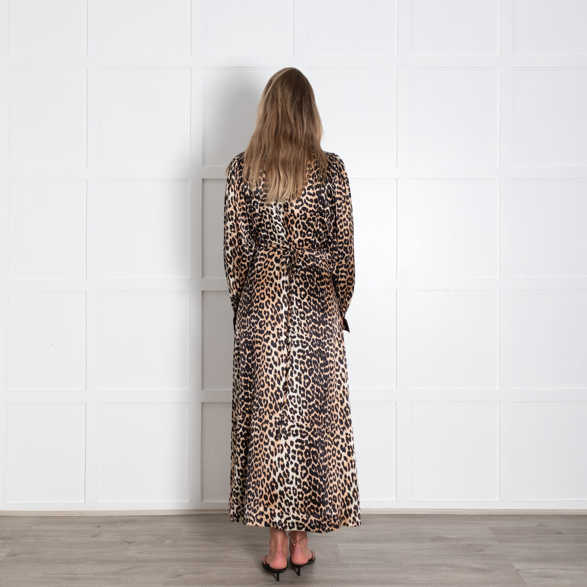 Ganni Silk Leopard Wrap Dress