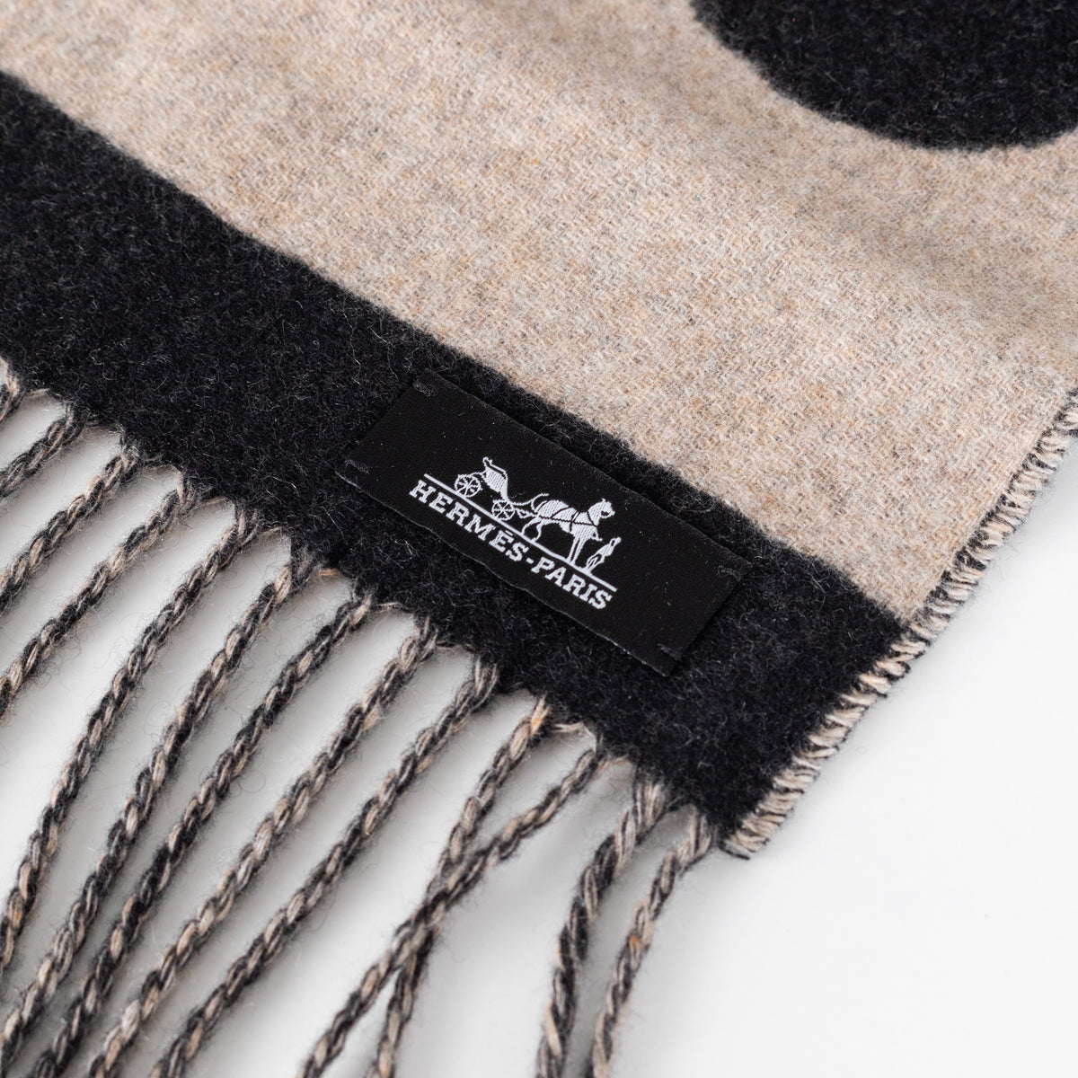 Hermes Beige Black Casaque Love Story Scarf