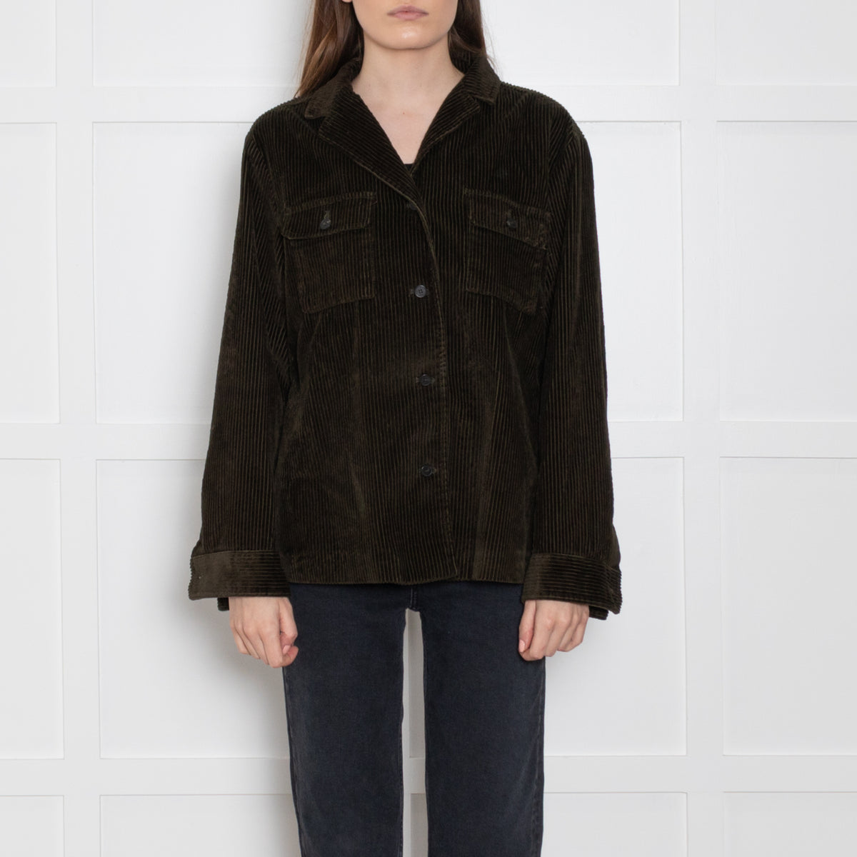 Weekend Max Mara Dark Green Corduroy Shacket