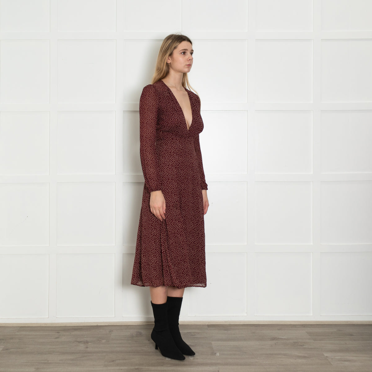 Reformation Burgundy Micro Flower Wrap Dress – Phoenix Style