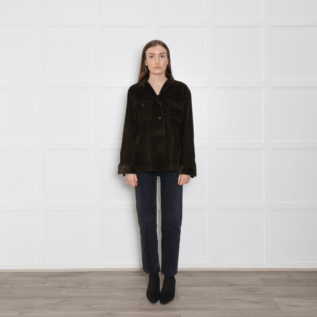 Weekend Max Mara Dark Green Corduroy Shacket