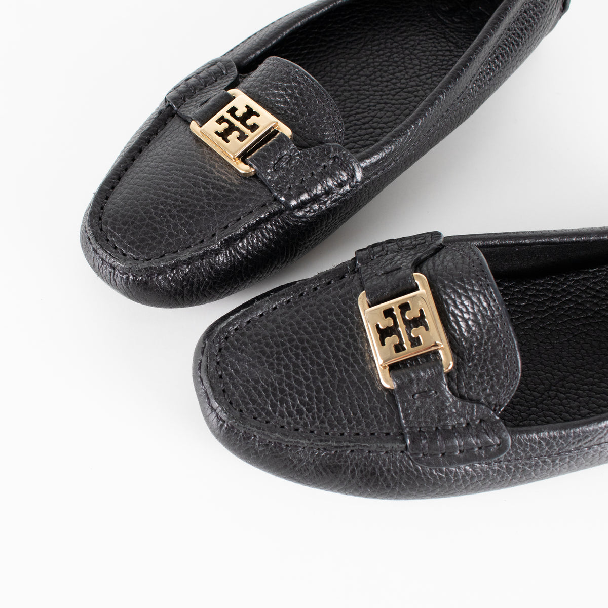 Tory Burch Black Grainy Leather Driving Shoes