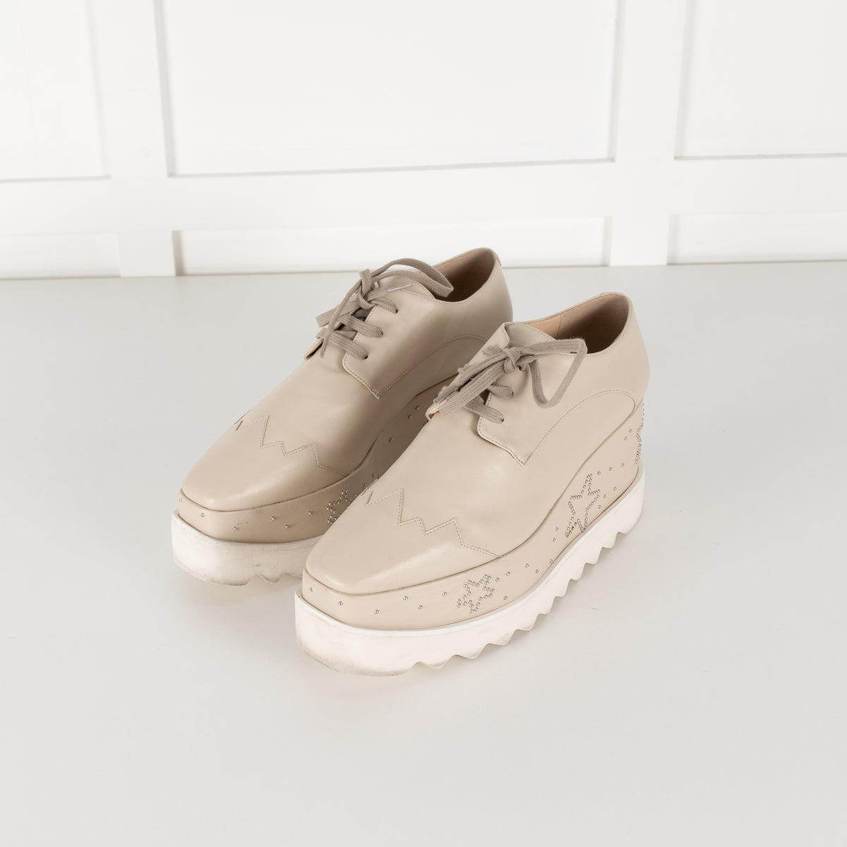 Stella McCartney Butter Cream Elyse Lace Up Platform Shoes
