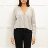Ba&Sh Pale Grey Cashmere Diamante Button Cropped Cardigan