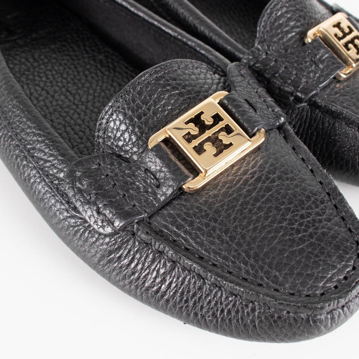 Tory Burch Black Grainy Leather Driving Shoes