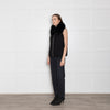 Max & Moi Black Wool Gilet With Blue Fox Collar