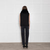 Max & Moi Black Wool Gilet With Blue Fox Collar