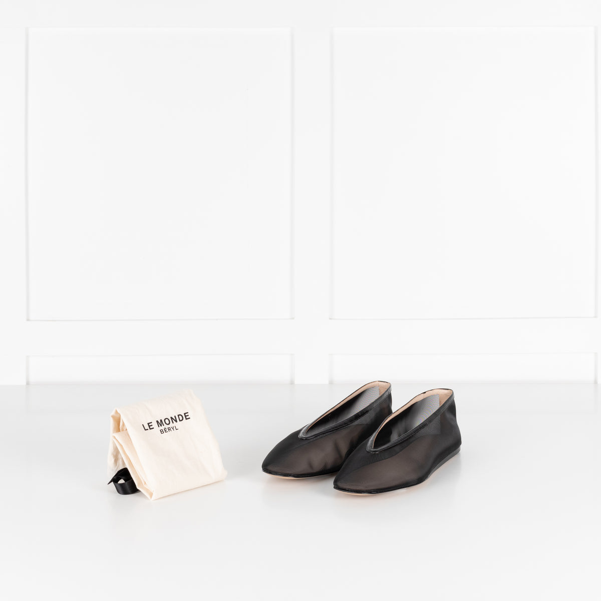 Le Monde Beryl Luna Black Mesh Ballet Flats