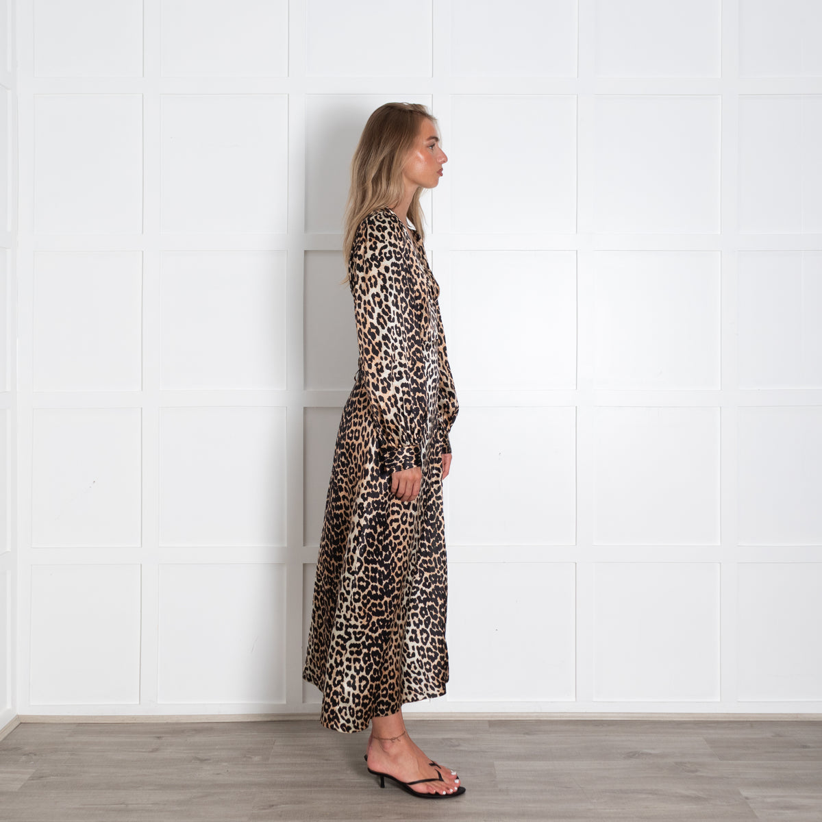 Ganni Silk Leopard Wrap Dress
