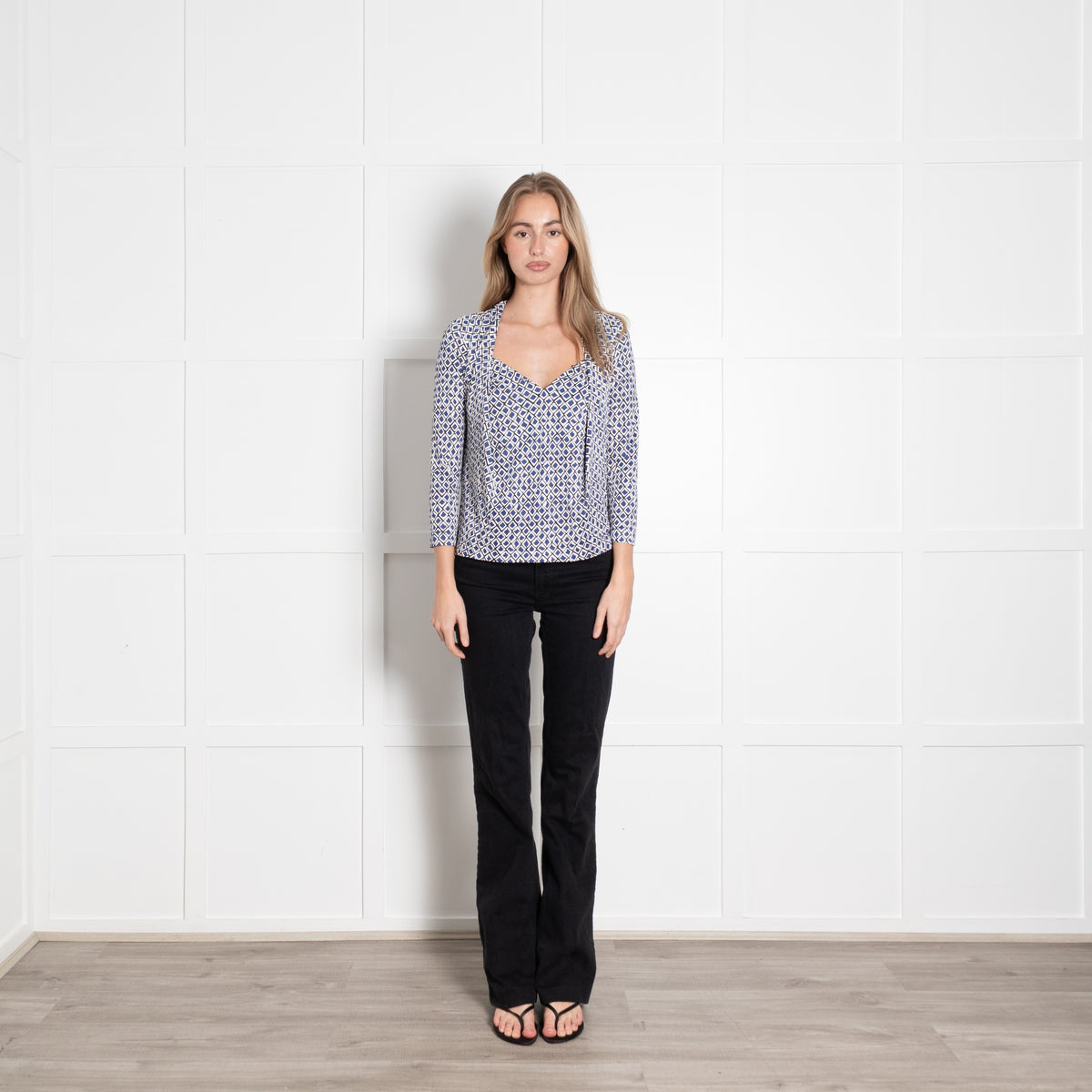 The Fold Blue and White Jersey Blouse