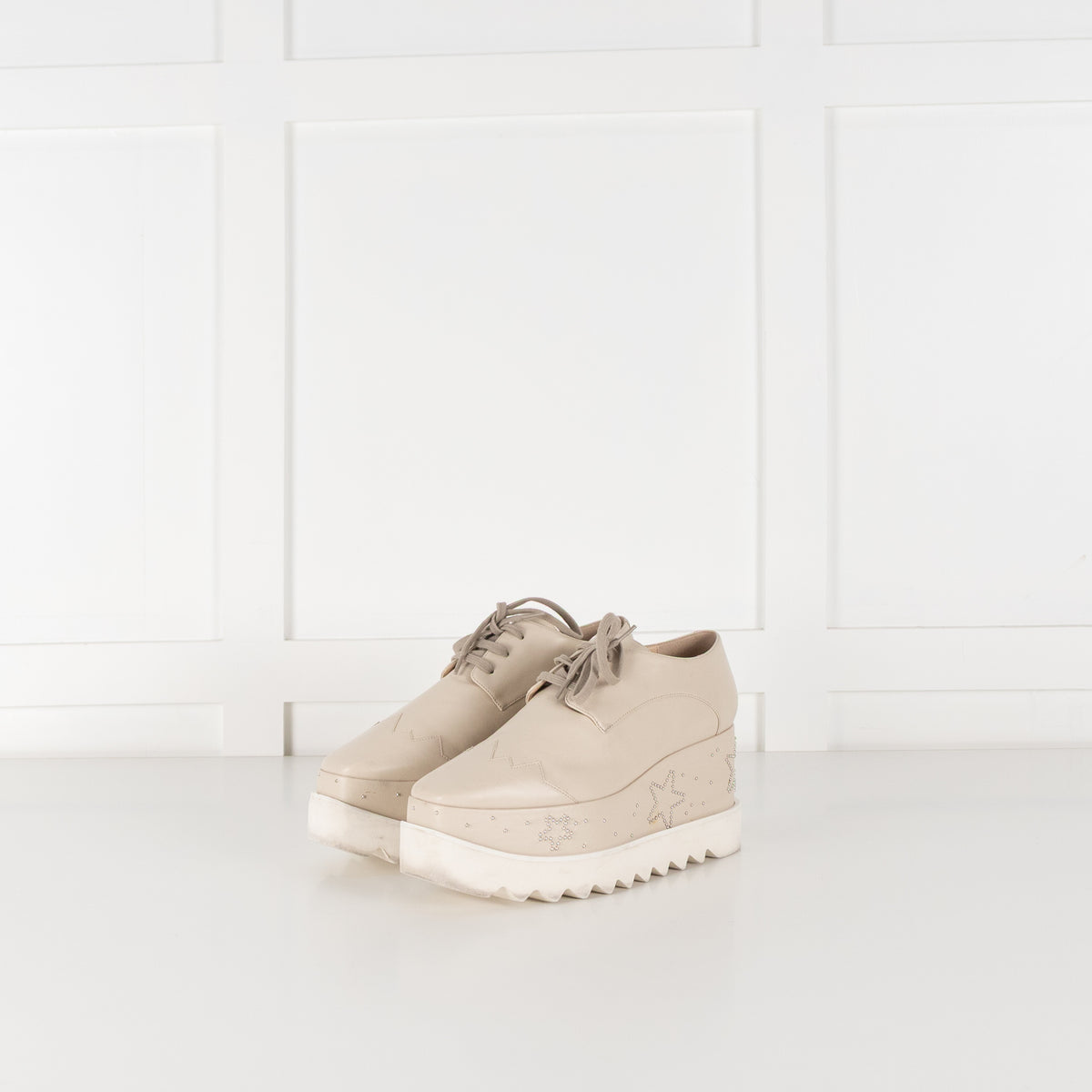 Stella McCartney Butter Cream Elyse Lace Up Platform Shoes