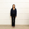Ba&Sh Navy Blue Cashmere Diamante Button Cropped Cardigan
