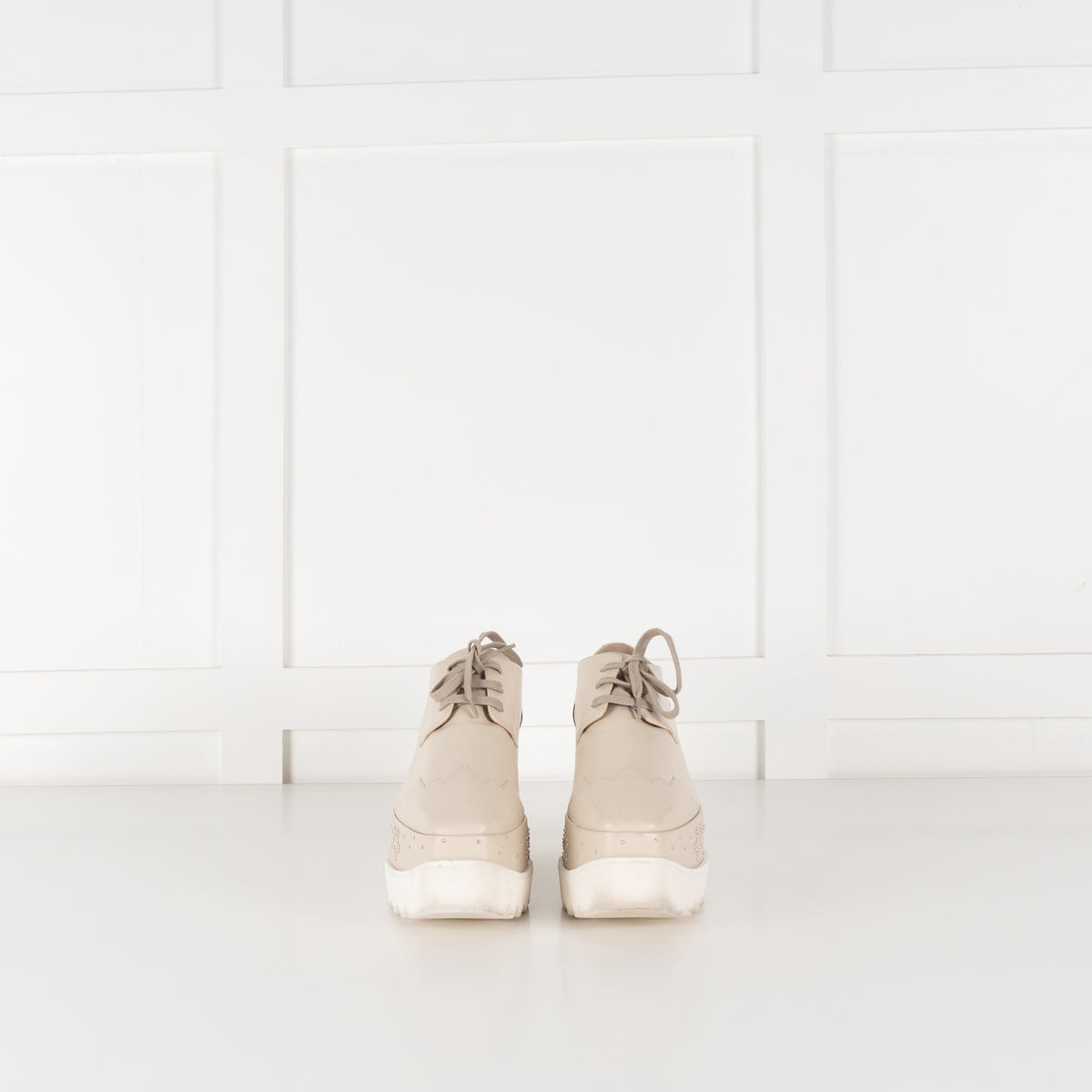 Stella McCartney Butter Cream Elyse Lace Up Platform Shoes