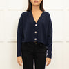 Ba&Sh Navy Blue Cashmere Diamante Button Cropped Cardigan