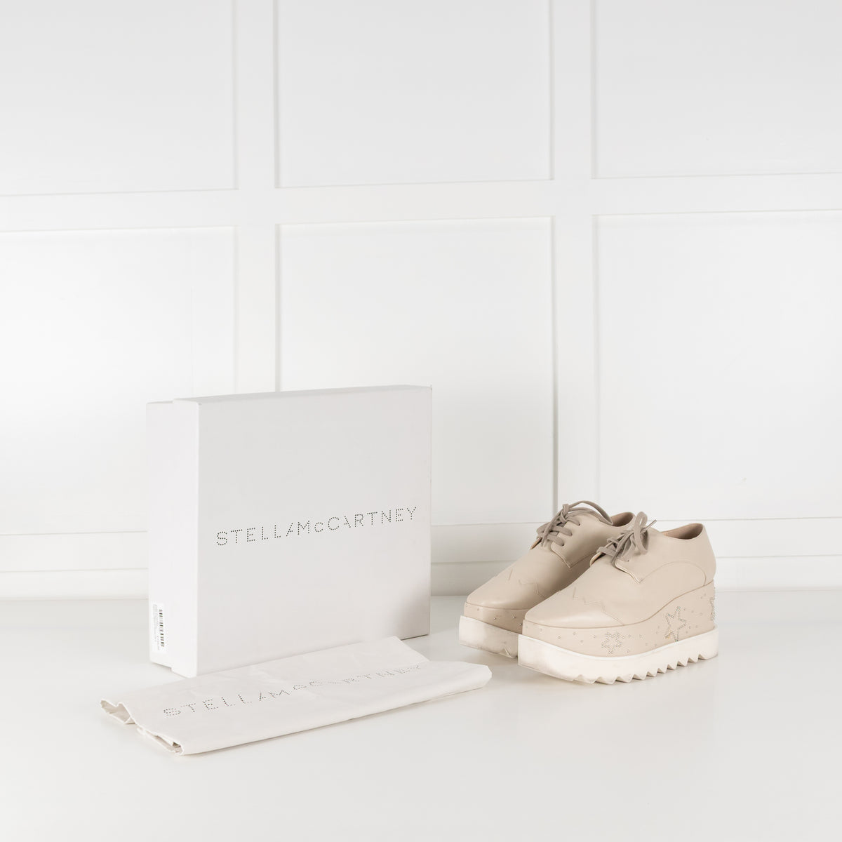 Stella McCartney Butter Cream Elyse Lace Up Platform Shoes