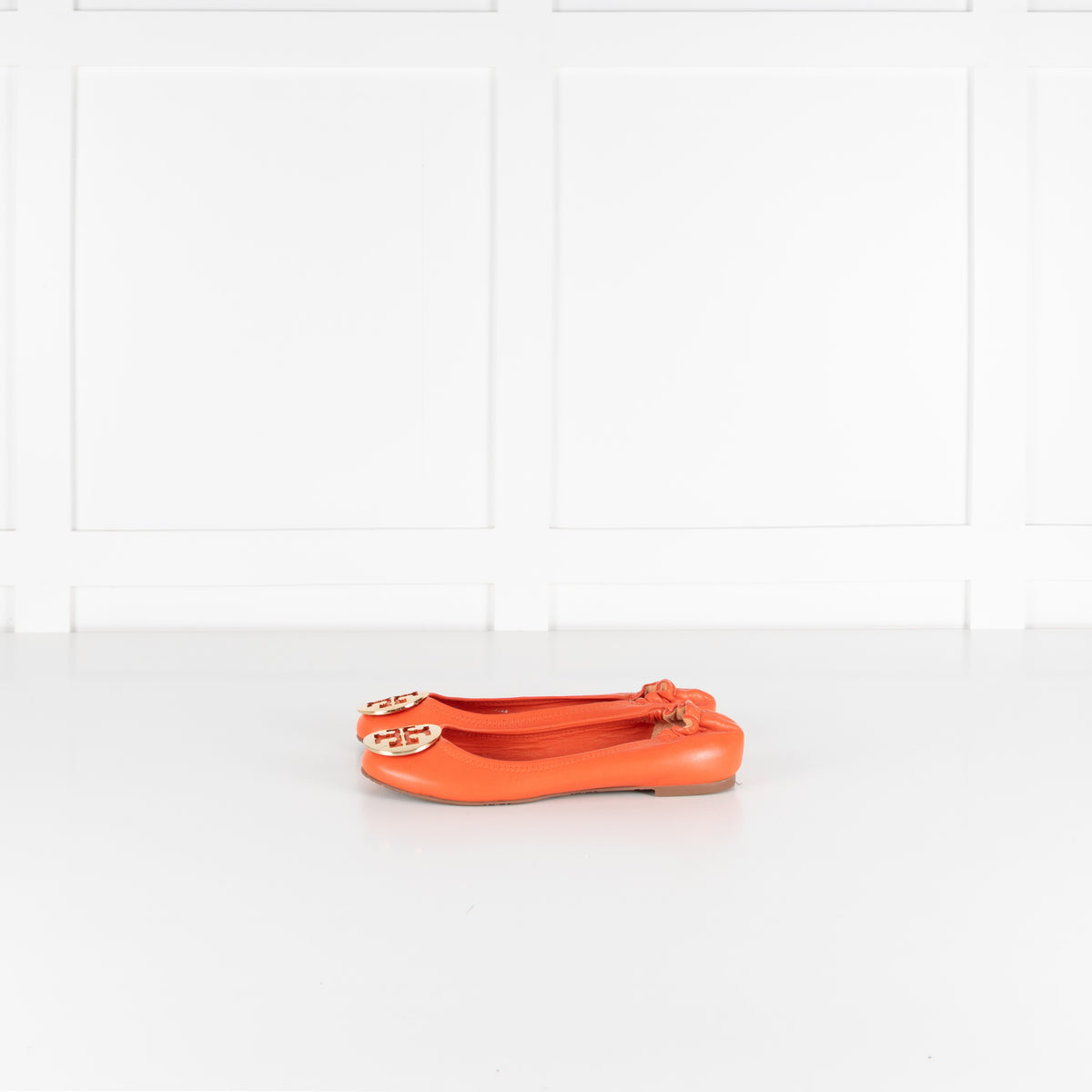 Tory Burch Orange Leather Flat Pumps