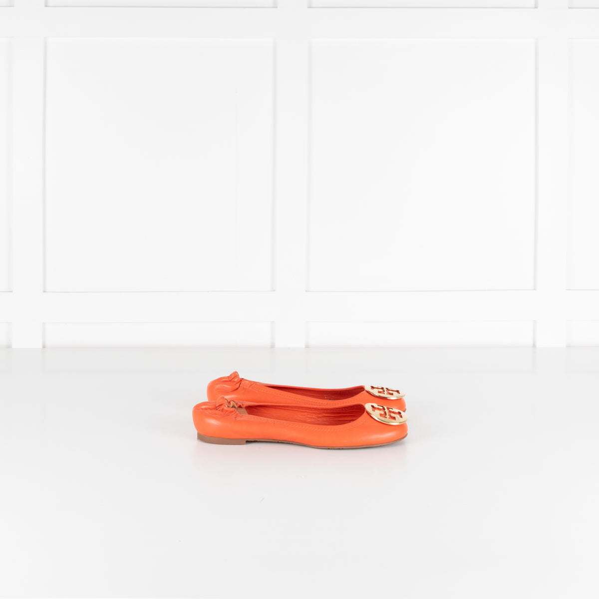 Tory Burch Orange Leather Flat Pumps