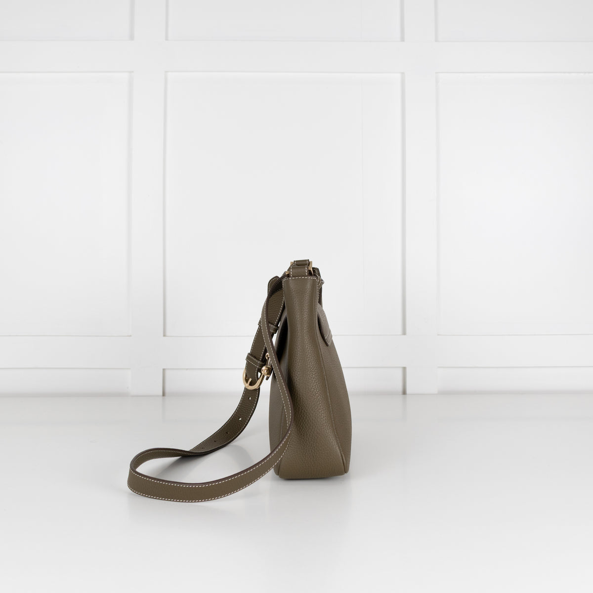 Strathberry Green Multrees Grainy Leather Hobo Bag