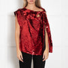 JW Anderson Red Tie Shoulder Sequin Top