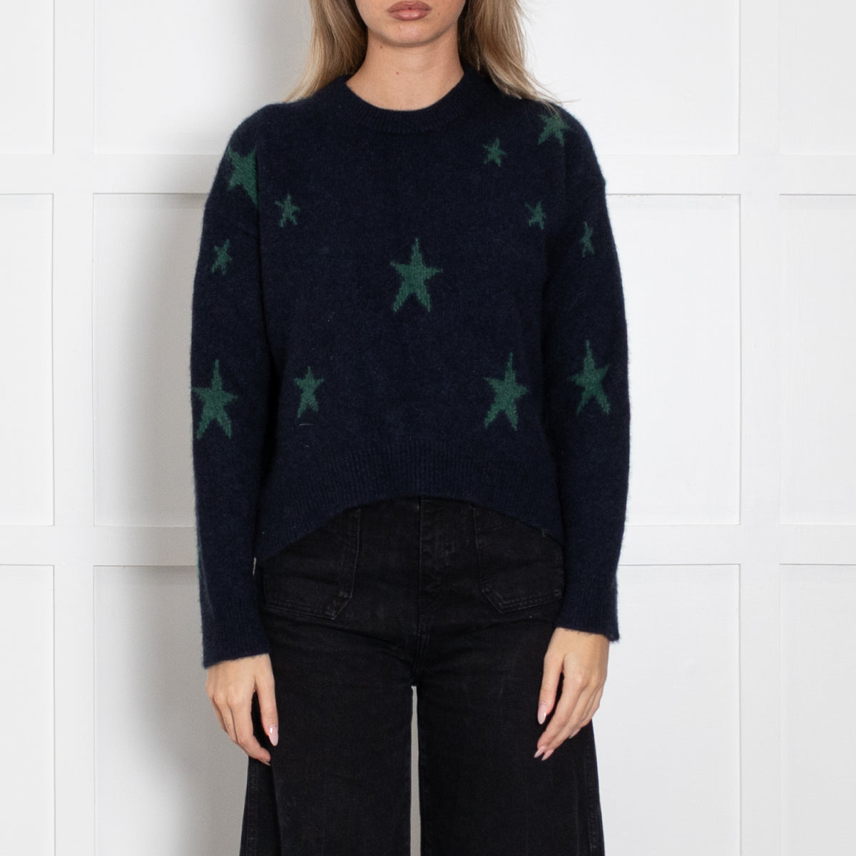 Zadig & Voltaire Navy Green Stars Cashmere Jumper