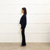 Ba&Sh Navy Blue Cashmere Diamante Button Cropped Cardigan