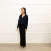 Ba&Sh Navy Blue Cashmere Diamante Button Cropped Cardigan