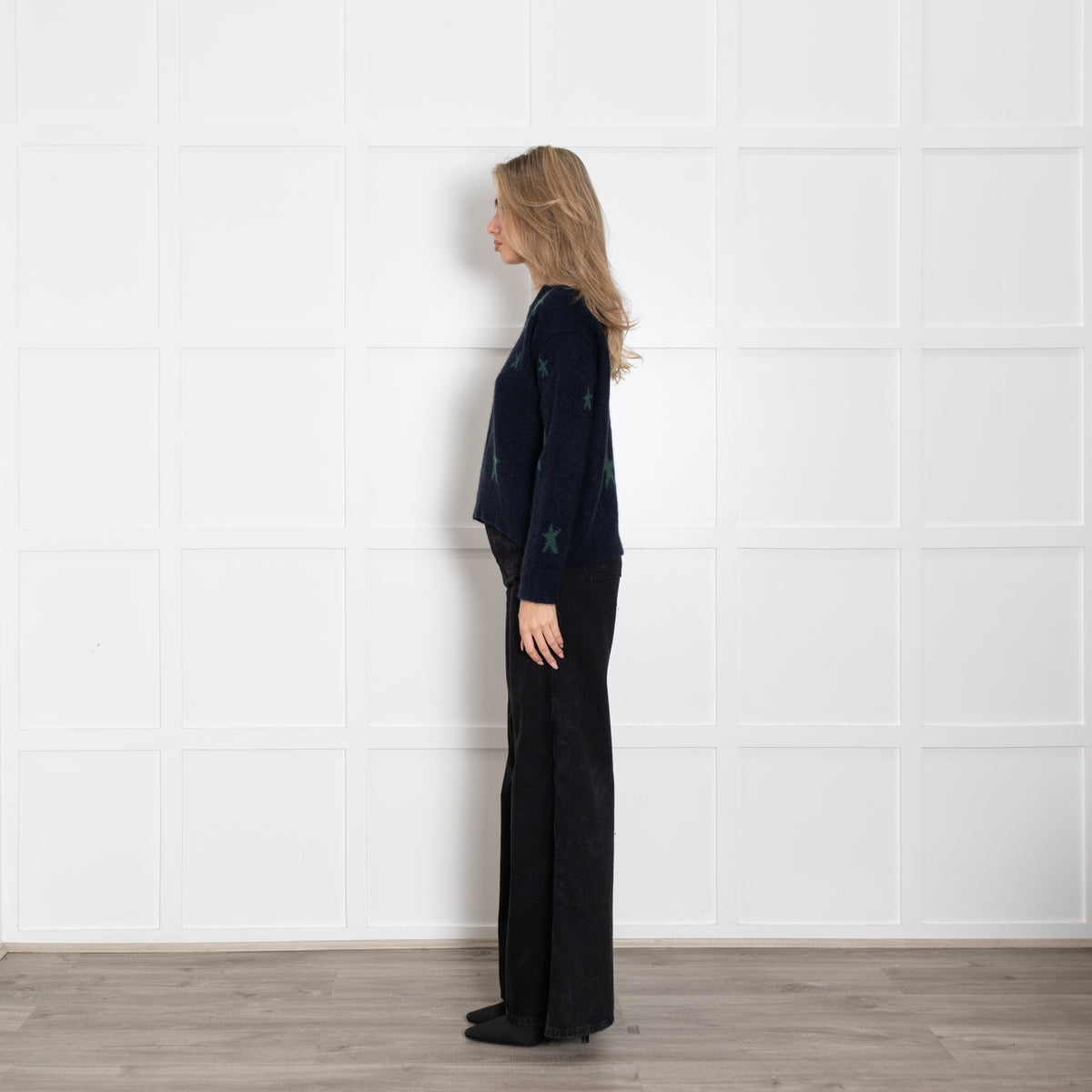 Zadig & Voltaire Navy Green Stars Cashmere Jumper