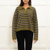 Baum Und Pferdgarten Khaki Black Striped Merino Wool Sweater