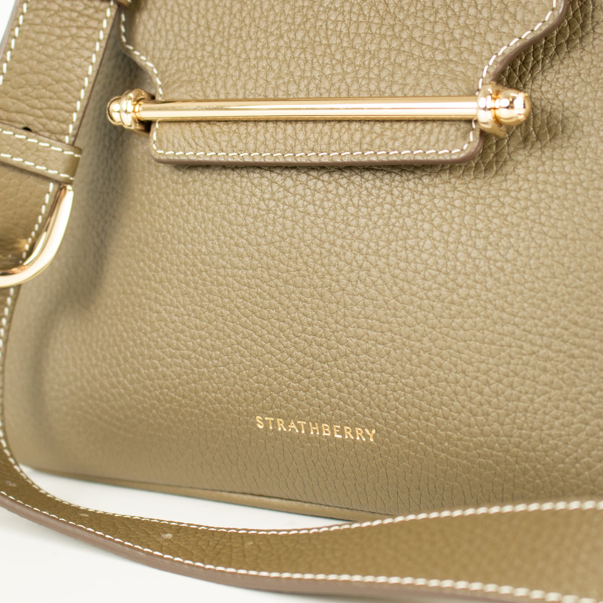 Strathberry Green Multrees Grainy Leather Hobo Bag