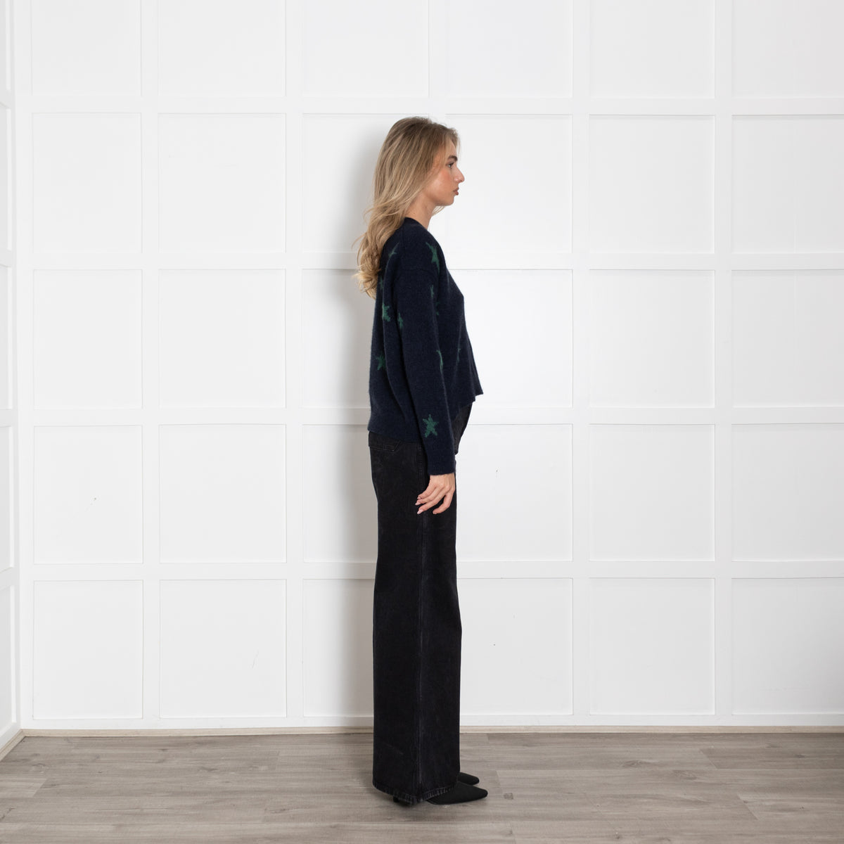 Zadig & Voltaire Navy Green Stars Cashmere Jumper