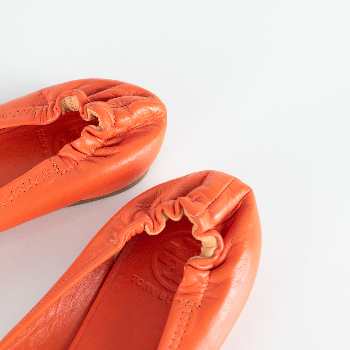 Tory Burch Orange Leather Flat Pumps